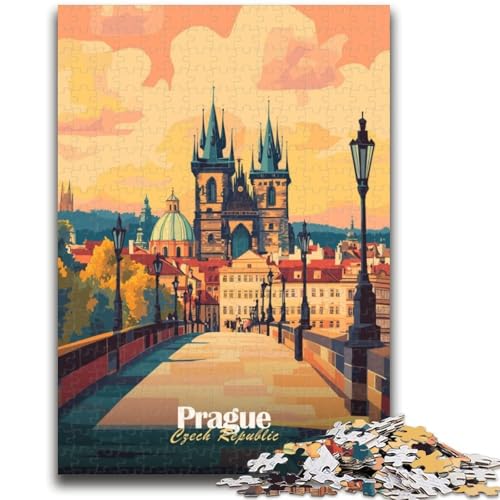 Puzzle für Erwachsene 1000 Prager Stadtbild Lernspiel Herausforderung Spielzeug Wanddekoration Einzigartige Geburtstags (Größe 38x26cm) von NCVAZHASO