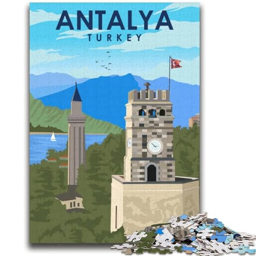 Puzzle für Erwachsene 1000 Teile Antalya Reiseplakat Lernspiele DIY-Spielzeug ganze Familie (Größe 38x52cm) von NCVAZHASO