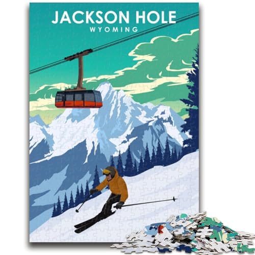Puzzle für Erwachsene 1000 Teile Jackson Hole Reisekunst Lernspiele DIY-Spielzeug ganze Familie (Größe 38x26cm) von NCVAZHASO