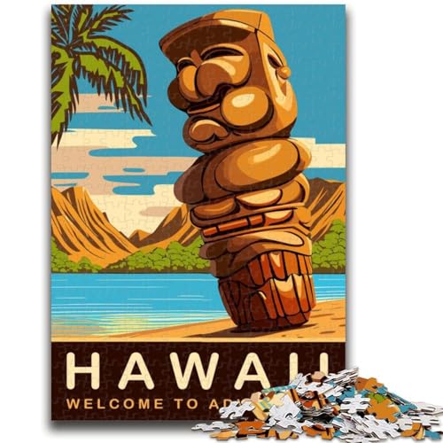 Puzzle für Erwachsene mit 1000 Teilen, hawaiianische Tiki-Statue, hilft dem Gehirn beim Trainieren, Macht süchtig, fördert die Geduld, geeignet für Paare (Größe 50x70cm) von NCVAZHASO
