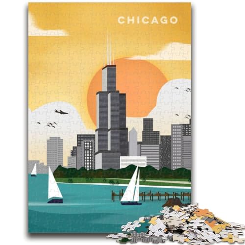 Puzzle für Erwachsene mit 1000 Teilen, schwierige Chicago-Lernspiele, DIY-Spielzeug, ganze Familie (Größe 38x26cm) von NCVAZHASO
