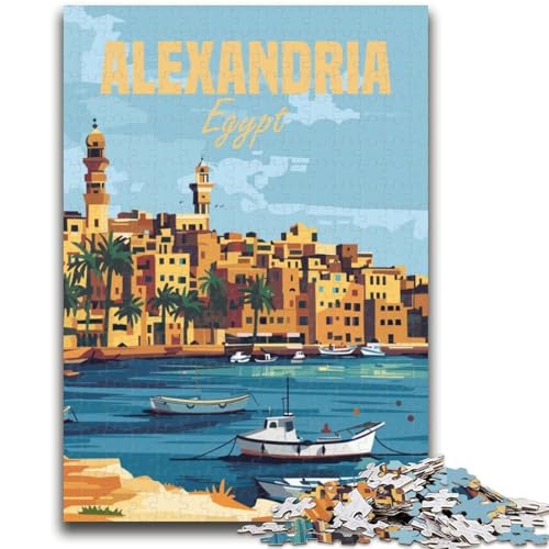 Puzzle für Teenager, 1000 Teile, Alexandria, Ägypten, schwierig und herausfordernd, mit passendem Poster und Quizblatt für Alter 14 (Größe 38x26cm) von NCVAZHASO