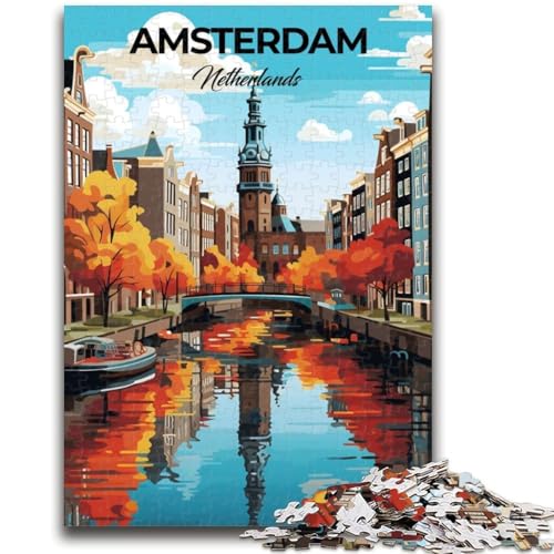 Puzzle für Teenager, 1000 Teile, Amsterdam, Niederlande Anspruchsvoll zu vervollständigen, Aber lustig und humorvoll Geburtstagsgeschenk, Geschenke, Wandkunst (Größe 38x26cm) von NCVAZHASO