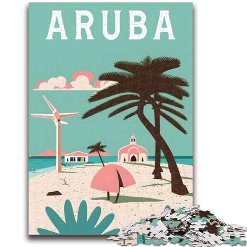 Puzzle für Teenager, 1000 Teile, Aruba-Inselreise, Trainieren Sie Ihr Gehirn und Ihre Hände, Eltern-Kind-Interaktion, für Alter 14+ (Größe 38x26cm) von NCVAZHASO