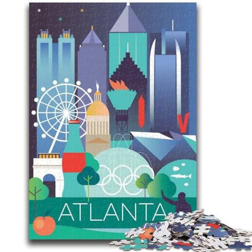 Puzzle für Teenager, 1000 Teile, Atlanta City-Reiseposter Trainieren Sie Ihr Gehirn und Ihre Hände Eltern-Kind-Interaktion für Kinder ab 14 Jahren (Größe 38x26cm) von NCVAZHASO