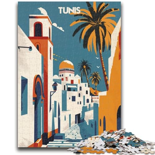 Puzzle für Teenager, 1000 Teile, Farben von Tunis, schwierig und herausfordernd, mit passendem Poster und Quizblatt für Alter 14 (Größe 38x26cm) von NCVAZHASO