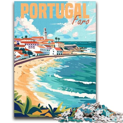 Puzzle für Teenager, 1000 Teile, Faro, Portugal, Reisen, Trainieren Sie Ihr Gehirn und Ihre Hände, Eltern-Kind-Interaktion, für Alter 14+ (Größe 38x52cm) von NCVAZHASO