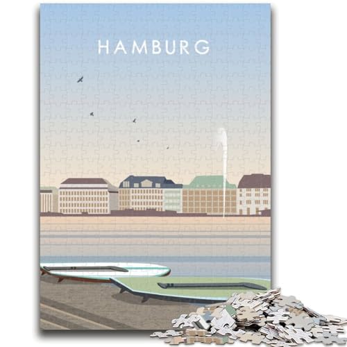 Puzzle für Teenager, 1000 Teile, Hamburg, schwierig und herausfordernd, mit passendem Poster und Quizblatt für Alter 14 (Größe 50x70cm) von NCVAZHASO