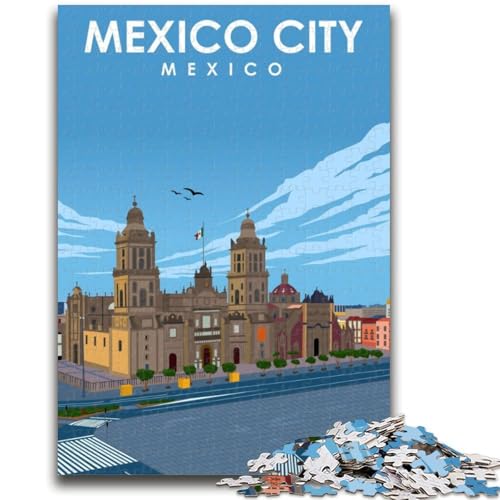 Puzzle für Teenager, 1000 Teile, Mexiko-Stadt, Reisekunst, schwierig und herausfordernd, mit passendem Poster und Quizblatt, für Alter 14 (Größe 38x26cm) von NCVAZHASO