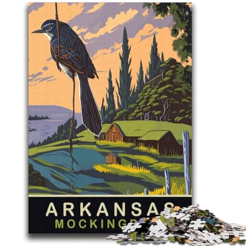 Puzzle für Teenager, 1000 Teile, Mockingbird Arkansas, schwierig und herausfordernd, mit passendem Poster und Quizblatt für Alter 14 (Größe 38x52cm) von NCVAZHASO
