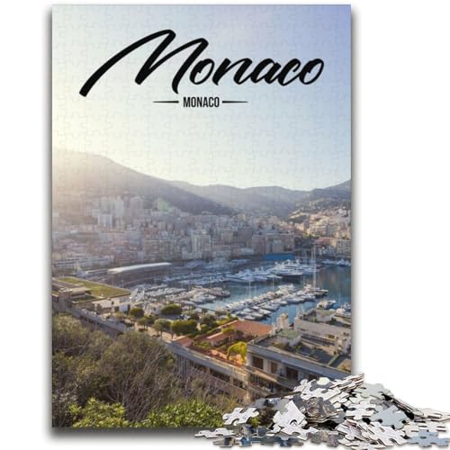 Puzzle für Teenager, 1000 Teile, Monaco, schwierig und herausfordernd, mit passendem Poster und Quizblatt, für Alter 14 (Größe 38x52cm) von NCVAZHASO