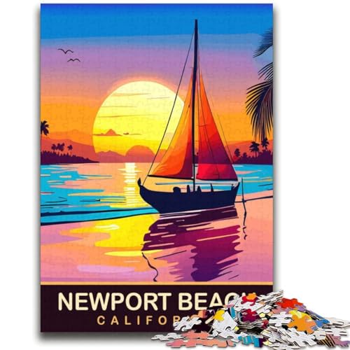 Puzzle für Teenager, 1000 Teile, Newport Beach, schwierig und herausfordernd, mit passendem Poster und Quizblatt, für Alter 14 (Größe 38x52cm) von NCVAZHASO