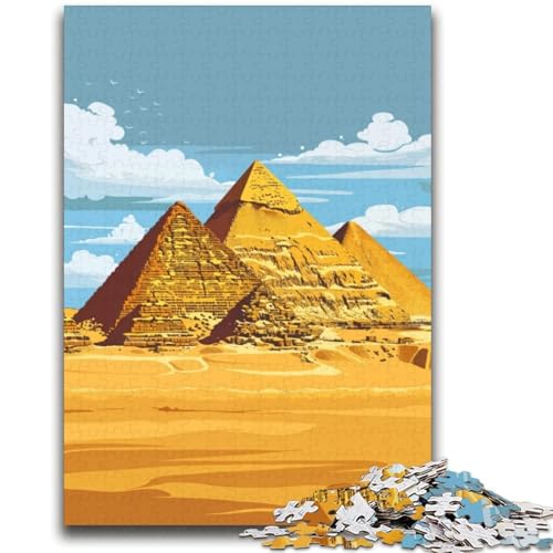 Puzzle für Teenager, 1000 Teile, Pyramiden von Gizeh, schwierig und herausfordernd, mit passendem Poster und Quizblatt für 14 Jahre (Größe 38x52cm) von NCVAZHASO