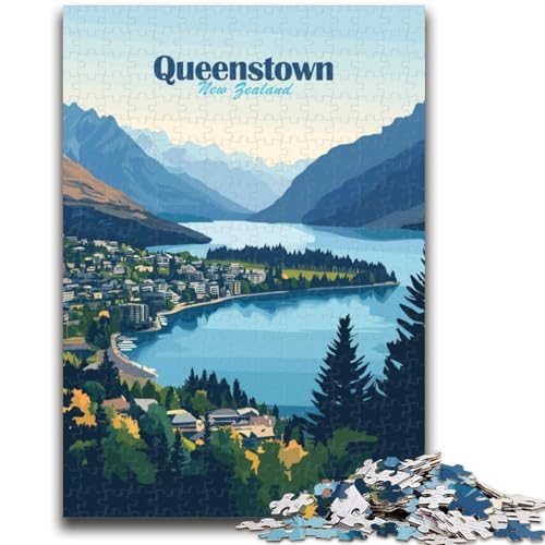 Puzzle für Teenager, 1000 Teile, Queenstown, Landschaft in Neuseeland Trainieren Sie Ihr Gehirn und Ihre Hände Eltern-Kind-Interaktion für Kinder ab 14 Jahren (Größe 50x70cm) von NCVAZHASO