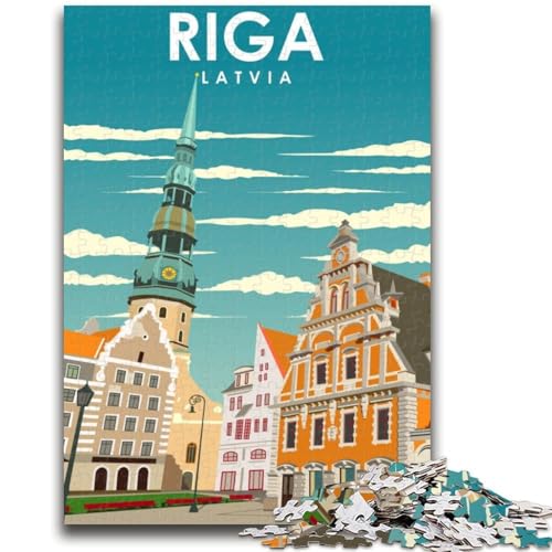Puzzle für Teenager, 1000 Teile, Reiseposter Riga, Lettland, anspruchsvoll zu vervollständigen, Aber unterhaltsam und humorvoll, Geburtstagsgeschenk, Geschenke, Wandkunst (Größe 38x26cm) von NCVAZHASO