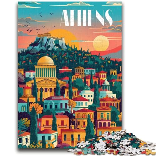 Puzzle für Teenager, 1000 Teile, Sonnenuntergang in Athen Anspruchsvoll zu vervollständigen, Aber lustig und humorvoll Geburtstagsgeschenk, Geschenke, Wandkunst (Größe 50x70cm) von NCVAZHASO
