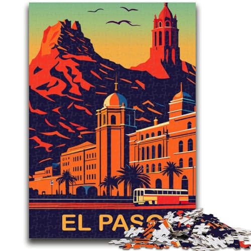 Puzzle für Teenager, 1000 Teile, Sonnenuntergang in EL Paso, hilft dem Gehirn, süchtig machendes Spielzeug zu trainieren, um Geduld zu fördern, Künstlersammlung, bildende Kunst (Größe 50x70cm) von NCVAZHASO