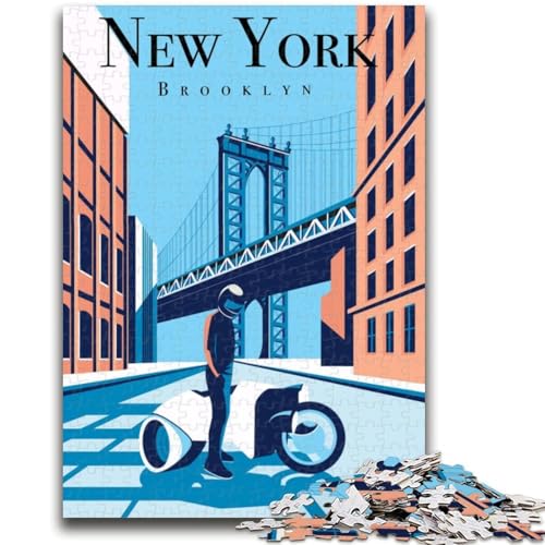Puzzle für Teenager, 1000 Teile, Stadtbild von New York, Brooklyn, hilft beim Training des Gehirns, Macht süchtig, fördert Geduld, Künstlersammlung, bildende Kunst (Größe 38x26cm) von NCVAZHASO