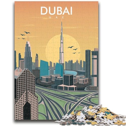 Puzzle für Teenager, Dubai-Skyline-Illustration, geeignet für Kinder ab 14 Jahren, Familienspiele, tolle Geschenke für die ganze Familie (Größe 50x70cm) von NCVAZHASO