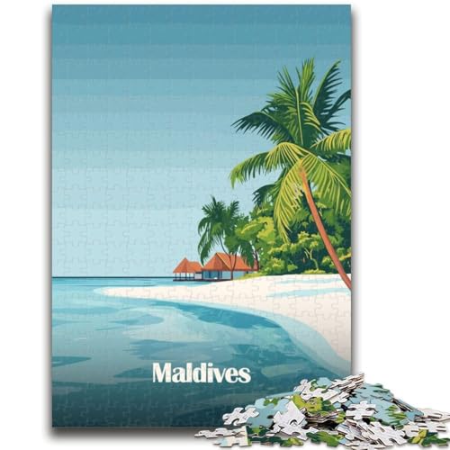 Puzzle mit 1000 Teilen für Erwachsene, Geschenke, Strandszene auf den Malediven, Stressabbau, Urlaubszeitvertreib, Wunschliste mit Weihnachtsmann (Größe 50x70cm) von NCVAZHASO