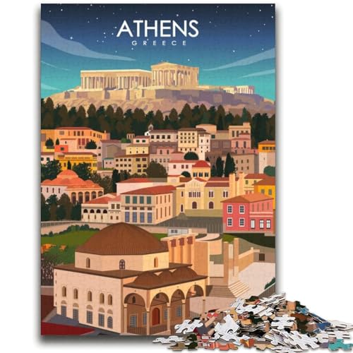 Puzzle mit 1000 Teilen für Teenager, Athen, Griechenland, Reisekunst, Lernspiel, Herausforderung, Spielzeug, Angebot als Geschenk für die ganze Familie (Größe 38x52cm) von NCVAZHASO
