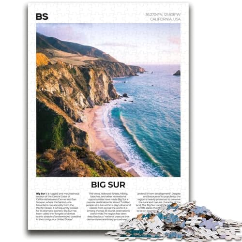 Puzzle mit 1000 Teilen für Teenager, Big Sur, Stressabbau, schwierige Herausforderung, gutes Geschenk für die ganze Familie (Größe 38x52cm) von NCVAZHASO