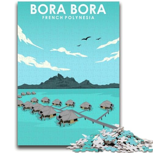 Puzzle mit 1000 Teilen für Teenager, Bora Bora-Reiseposter, Lernspiele, Wanddekoration, einzigartige Geburtstags (Größe 38x26cm) von NCVAZHASO