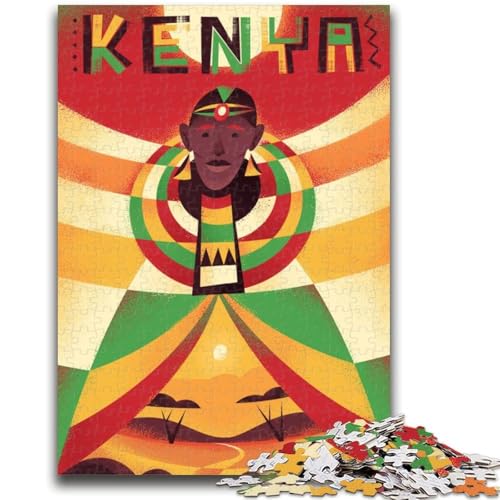Puzzle mit 1000 Teilen für Teenager, Geschenk zum Thema Kenia, Reiseposter für Kinder ab 14 Jahren, Quizspiel, Spaß für zu Hause, Geburtstagsgeschenk, Reisegeschenke (Größe 50x70cm) von NCVAZHASO