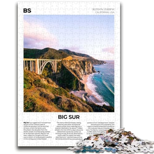 Puzzle mit 1000 Teilen für Teenager, Geschenke, Big Sur, für Kinder ab 14 Jahren, Quizspiel, Spaß für zu Hause, Aktivitäten, Geburtstagsgeschenk, Reisegeschenke (Größe 50x70cm) von NCVAZHASO