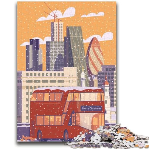 Puzzle mit 1000 Teilen für Teenager, Geschenke, London, Winter, Weihnachten, für Kinder ab 14 Jahren, Quizspiel, Spaß für zu Hause, Geburtstagsgeschenk, Reisegeschenke (Größe 38x26cm) von NCVAZHASO