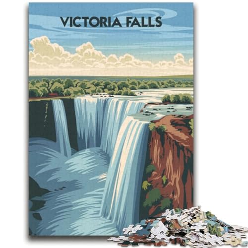Puzzle mit 1000 Teilen für Teenager, Geschenke, Majestätische Victoriafälle, Lernspiel, Herausforderung, Spielzeug, Wanddekoration, einzigartige Geburtstags (Größe 38x52cm) von NCVAZHASO