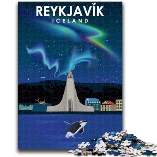 Puzzle mit 1000 Teilen für Teenager, Geschenke, Reykjavik-Reiseposter, Lernspiel, Herausforderung, Spielzeug, Wanddekoration, einzigartige Geburtstags (Größe 38x26cm) von NCVAZHASO
