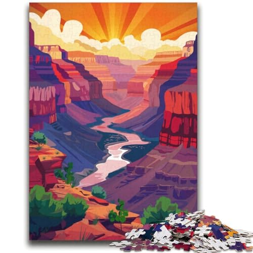 Puzzle mit 1000 Teilen für Teenager, Geschenke, Sonnenuntergang am Grand Canyon, für Kinder ab 14 Jahren, Quizspiel, Spaß für zu Hause, Geburtstagsgeschenk, Reisegeschenke (Größe 38x52cm) von NCVAZHASO