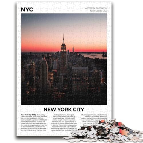 Puzzle mit 1000 Teilen für Teenager, Geschenke für New York City ab 14 Jahren, Quizspiel, Spaß für zu Hause, Geburtstagsgeschenk, Reisegeschenke (Größe 38x26cm) von NCVAZHASO