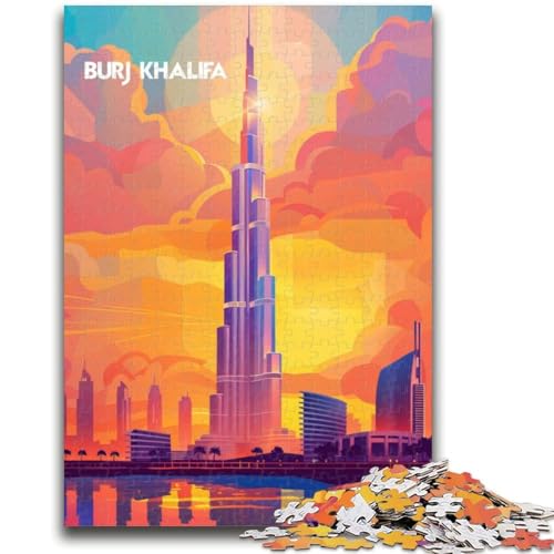 Puzzle mit 1000 Teilen für Teenager, Geschenke zum Stressabbau, Burj Khalifa Glow, schwierige Herausforderung, ganze Familie (Größe 50x70cm) von NCVAZHASO
