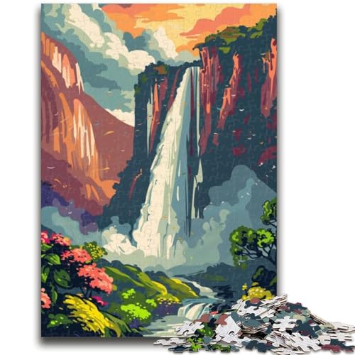 Puzzle mit 1000 Teilen für Teenager, Geschenke zum Stressabbau, majestätischer Wasserfall, schwierige Herausforderung, ganze Familie (Größe 38x26cm) von NCVAZHASO