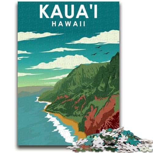 Puzzle mit 1000 Teilen für Teenager, Kauai, Hawaii, Reiseposter, Lernspiele, Wanddekoration, einzigartige Geburtstags (Größe 38x26cm) von NCVAZHASO