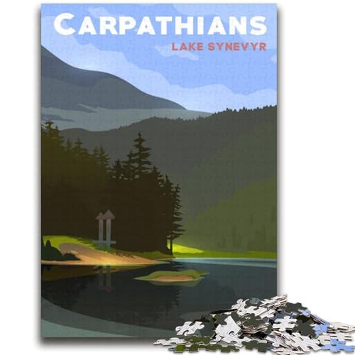 Puzzle mit 1000 Teilen für Teenager, Lake Synevyr, Stressabbau, schwierige Herausforderung, gutes Geschenk für die ganze Familie (Größe 38x52cm) von NCVAZHASO