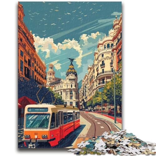 Puzzle mit 1000 Teilen für Teenager, Straßenszene von Madrid, für Kinder ab 14 Jahren, pädagogische Herausforderung, lustige Aktivitäten zu Hause, Geburtstagsgeschenke, Reisegeschenke (Größe 50x70cm) von NCVAZHASO