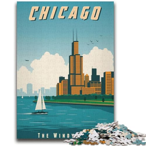 Puzzles für Erwachsene 1000 Chicago-Lernspiele, Heimdekoration, Lernspiel für Geburtstag, Weihnachten (Größe 38x52cm) von NCVAZHASO