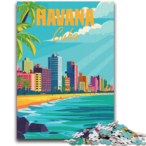 Puzzles für Erwachsene 1000 Havanna Kuba Minimale Lernspiele Heimdekoration Lernspiel für Geburtstag, Weihnachten (Größe 38x26cm) von NCVAZHASO