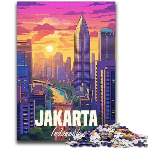 Puzzles für Erwachsene 1000 Jakarta Indonesien Lernspiele Heimdekoration Lernspiel für Geburtstag, Weihnachten (Größe 38x52cm) von NCVAZHASO
