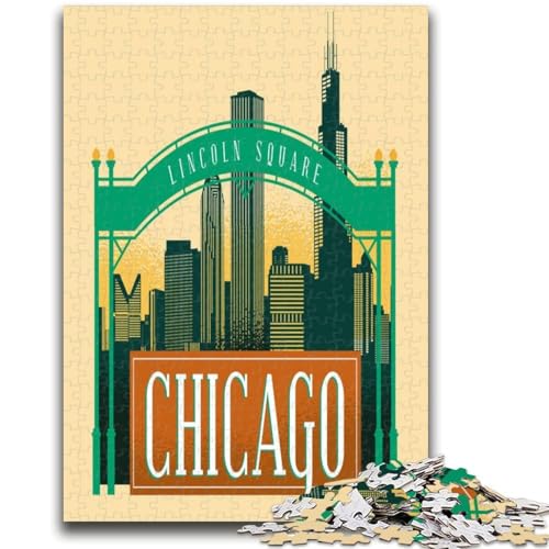 Puzzles für Erwachsene 1000 Lincoln Square Chicago Lernspiele Heimdekoration Lernspiel für Geburtstag, Weihnachten (Größe 38x26cm) von NCVAZHASO