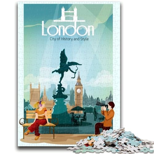 Puzzles für Erwachsene 1000 London City Reisegeschichte Lernspiele Heimdekoration Lernspiel für Geburtstag, Weihnachten (Größe 50x70cm) von NCVAZHASO