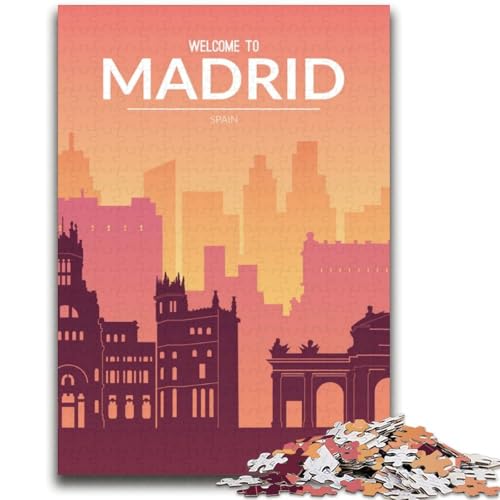 Puzzles für Erwachsene 1000 Madrid Spanien Lernspiele Heimdekoration Lernspiel für Geburtstag, Weihnachten (Größe 38x52cm) von NCVAZHASO