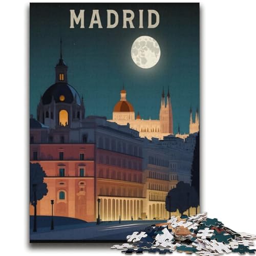 Puzzles für Erwachsene 1000 Madrid Spanien Reise-Lernspiele Heimdekoration Lernspiel für Geburtstag, Weihnachten (Größe 38x52cm) von NCVAZHASO