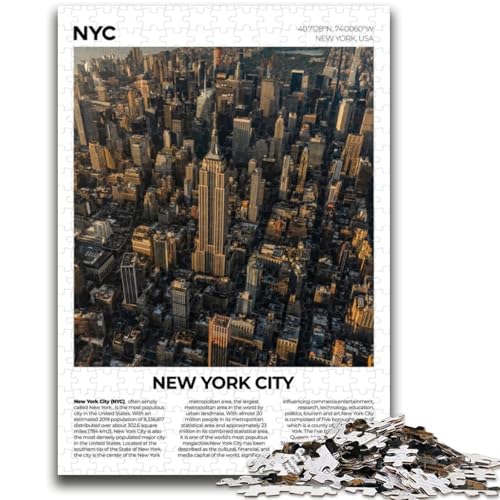 Puzzles für Erwachsene 1000 New York City Lernspiele Heimdekoration Lernspiel für Geburtstag, Weihnachten (Größe 38x26cm) von NCVAZHASO