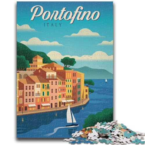 Puzzles für Erwachsene 1000 Portofino Lernspiel Herausforderung Spielzeug Wanddekoration Einzigartige Geburtstags (Größe 50x70cm) von NCVAZHASO