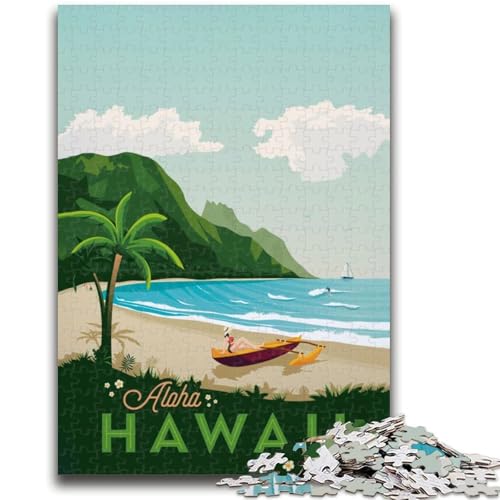 Puzzles für Erwachsene und Jugendliche, 1000 Teile, Hawaii-Strand-Stadtbild, Lernspiel, Herausforderung, Spielzeug, Wanddekoration, einzigartige Geburtstags (Größe 50x70cm) von NCVAZHASO