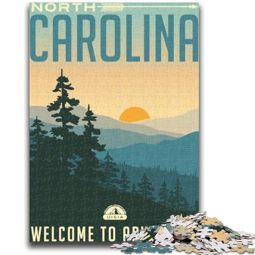 Puzzles für Erwachsene und Jugendliche, 1000 Teile, North Carolina, Lernspiel, Herausforderung, Spielzeug, Wanddekoration, einzigartige Geburtstags (Größe 38x26cm) von NCVAZHASO